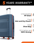 HRX by Hrithik Roshan Hard Body Set of 3 Luggage 8 Wheels - Helium