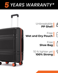 HRX by Hrithik Roshan Medium Check-in Suitcase (65 cm) 8 Wheels - Helium