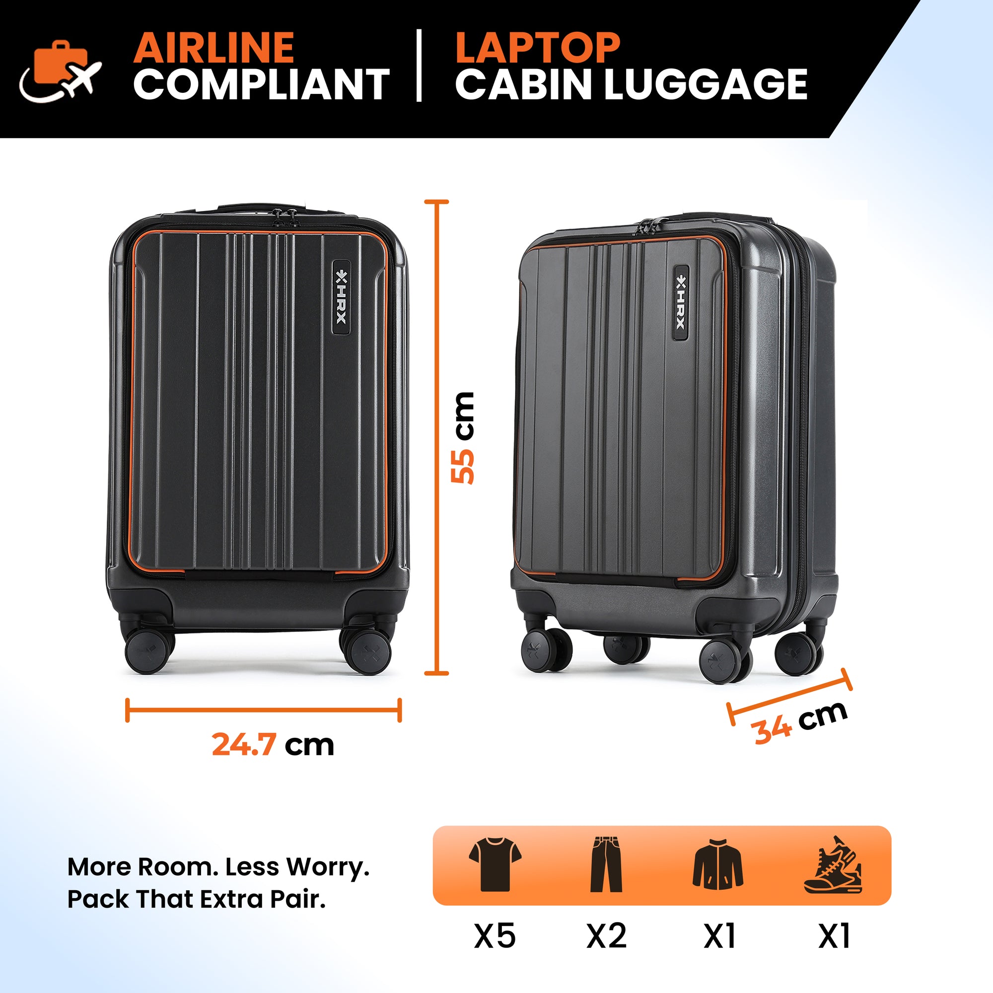 HRX Force Urban 2.0 Trolley with Laptop Compartment