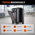 Transit trolley with laptop compartment, open upright case showing interior organizer and laptop sleeve