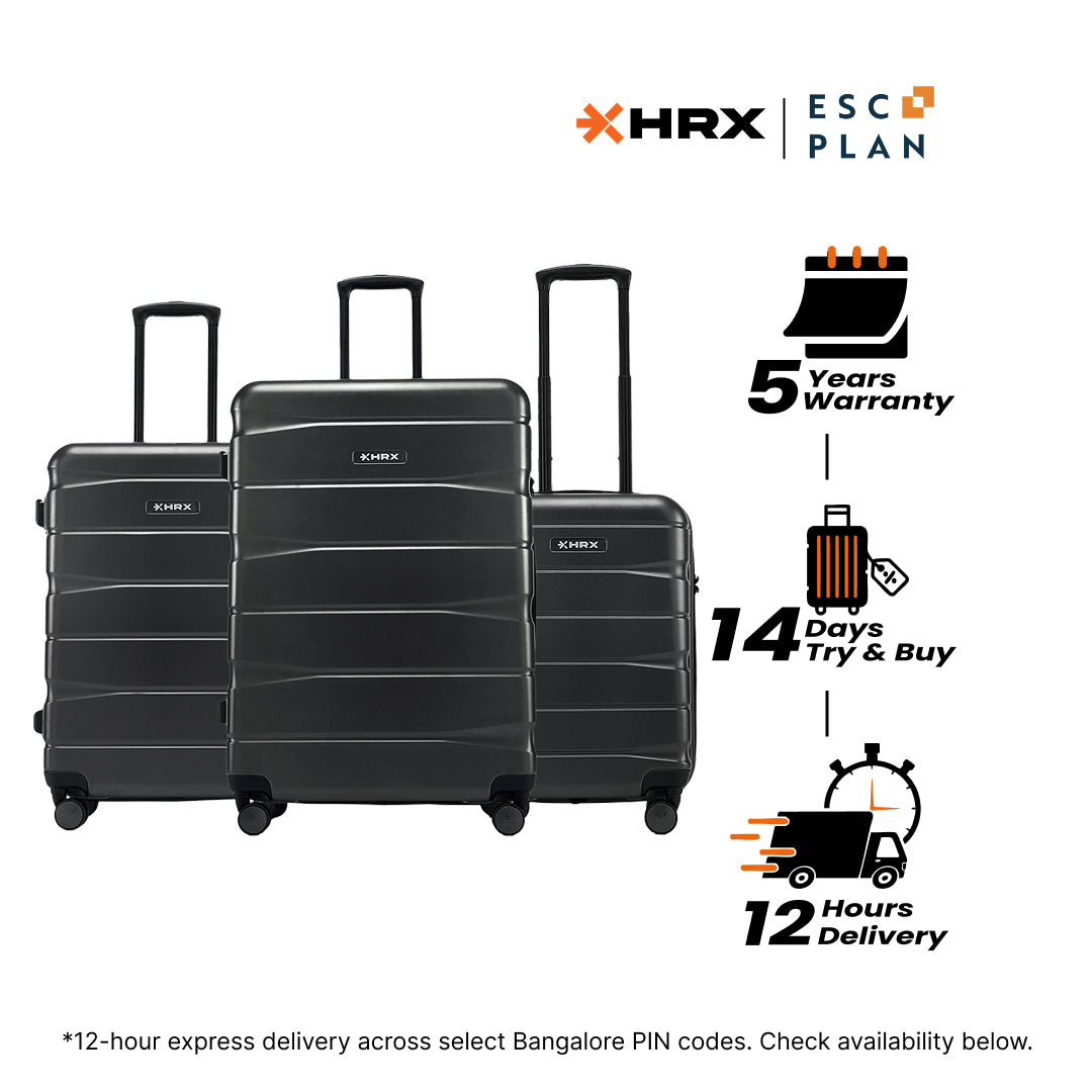 HRX by Hrithik Roshan Hard Body Set of 3 Luggage 8 Wheels - Brute