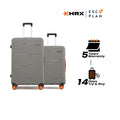 2-piece hard-shell suitcase set, medium grey, with telescopic handles and 8 wheels