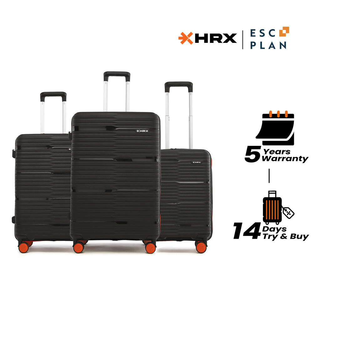 HRX by Hrithik Roshan Hard Body Set of 3 Luggage 8 Wheels