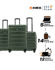 HRX by Hrithik Roshan Hard Body Set of 3 Luggage 8 Wheels - Brute
