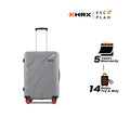 Medium check-in suitcase, grey hard shell with telescopic handle and wheels