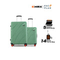 Hard-shell luggage set (2) in green, with telescopic handles and spinner wheels