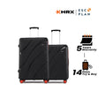 Hard-shell luggage set of 2, black suitcases with telescopic handles and red wheels