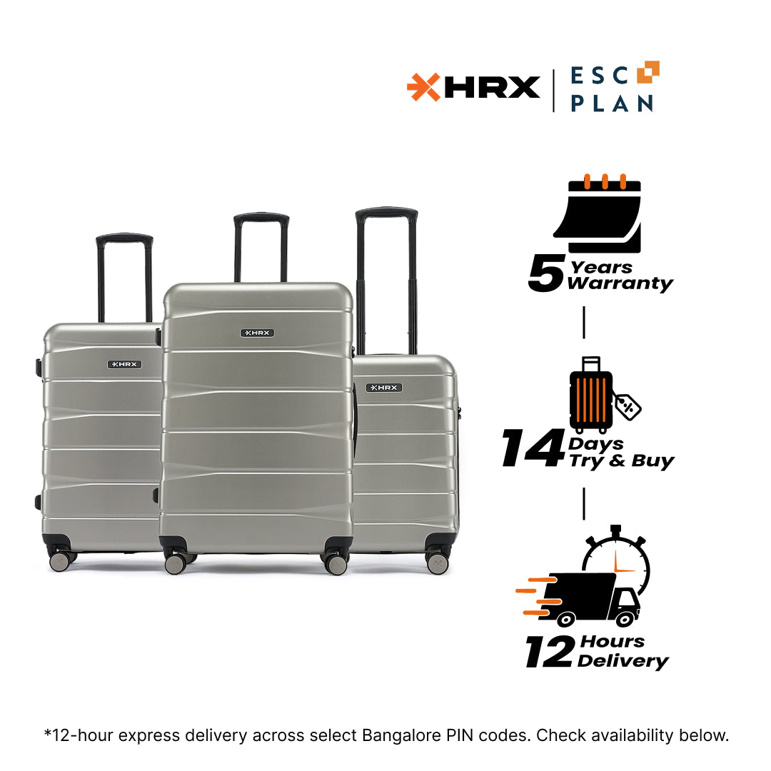 HRX by Hrithik Roshan Hard Body Set of 3 Luggage 8 Wheels - Brute