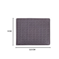 Leather bi-fold wallet, embossed monogram, measures 11.5 cm wide x 9 cm tall