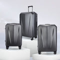Hard-shell polycarbonate trolley luggage set, dark grey, with telescopic handle and wheels