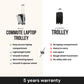 Light gray commute laptop trolley with spinner wheels shown beside a standard trolley.