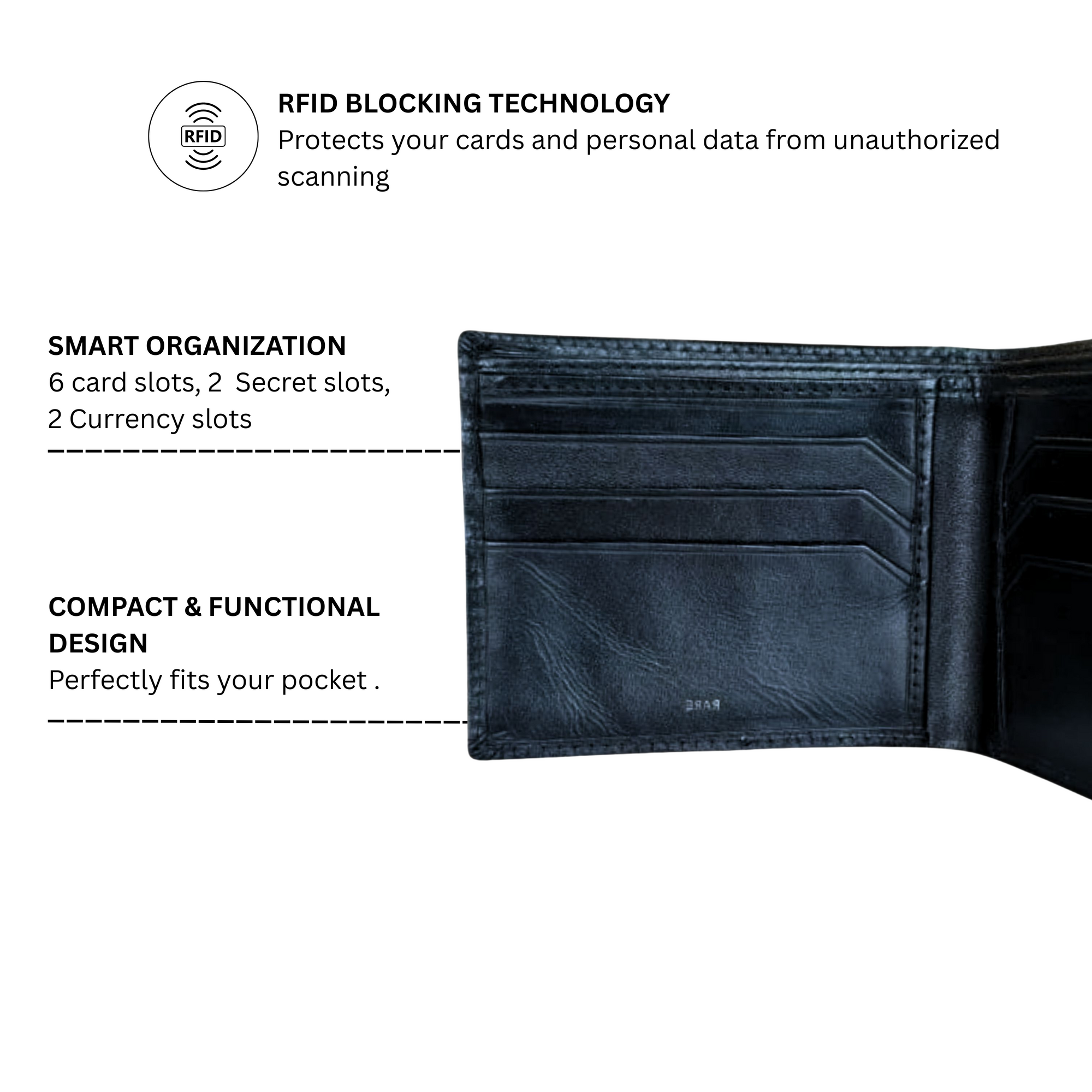 Rare rabbit' Corp 2 (Leather) Wallet-Bi-Fold (Cc)-Black