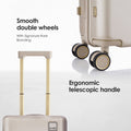 Beige hard-shell trolley with double wheels and telescopic handle