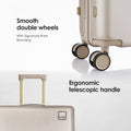 Beige hard-shell luggage with double wheels and telescopic handle
