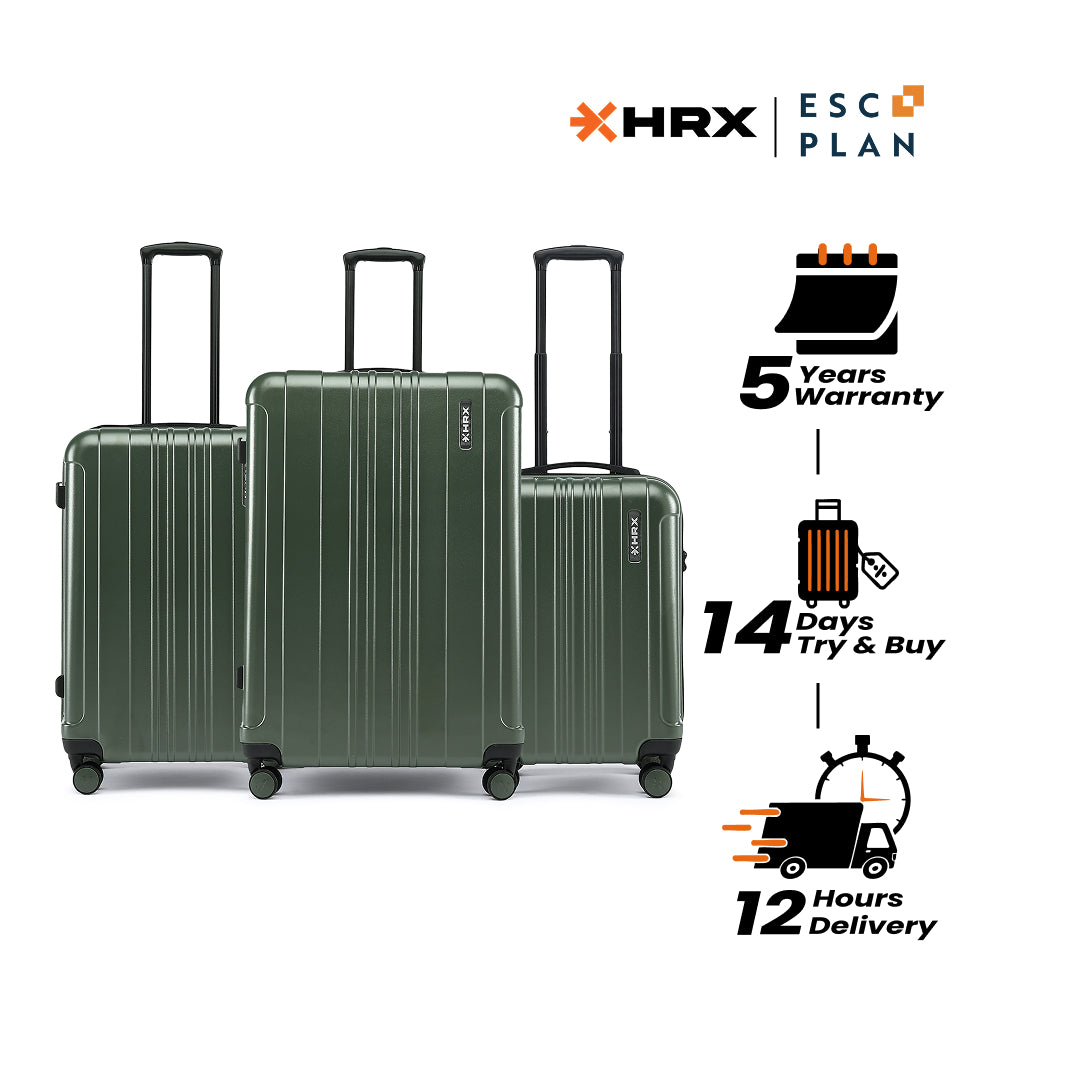 HRX by Hrithik Roshan Hard Body Set of 3 Luggage 8 Wheels - Force