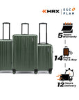 HRX by Hrithik Roshan Hard Body Set of 3 Luggage 8 Wheels - Force