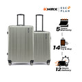 HRX luggage set of 2 hard shell suitcases, light gray, with 8 spinner wheels.