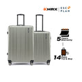 Hard-shell luggage set of 2 in silver/grey with upright handles and spinner wheels