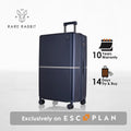 Dark blue hard-shell polycarbonate trolley suitcase with telescopic handle and spinner wheels