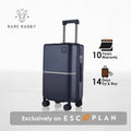 Hard-shell polycarbonate trolley suitcase with telescopic handle and wheels, dark blue finish