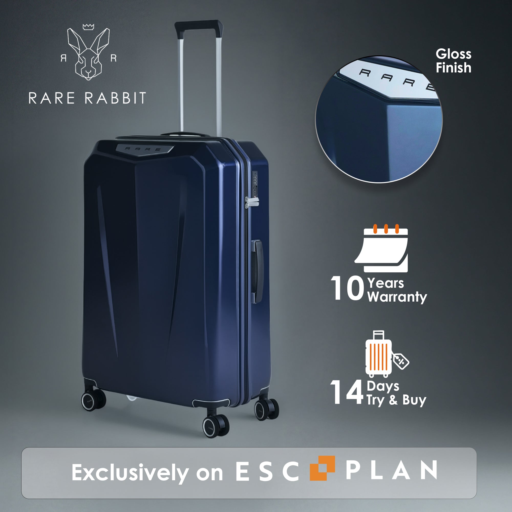 RARE RABBIT Tony Trolley – Hard Shell Polycarbonate Luggage