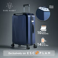 RARE RABBIT hard-shell polycarbonate trolley suitcase, dark blue gloss finish, upright view