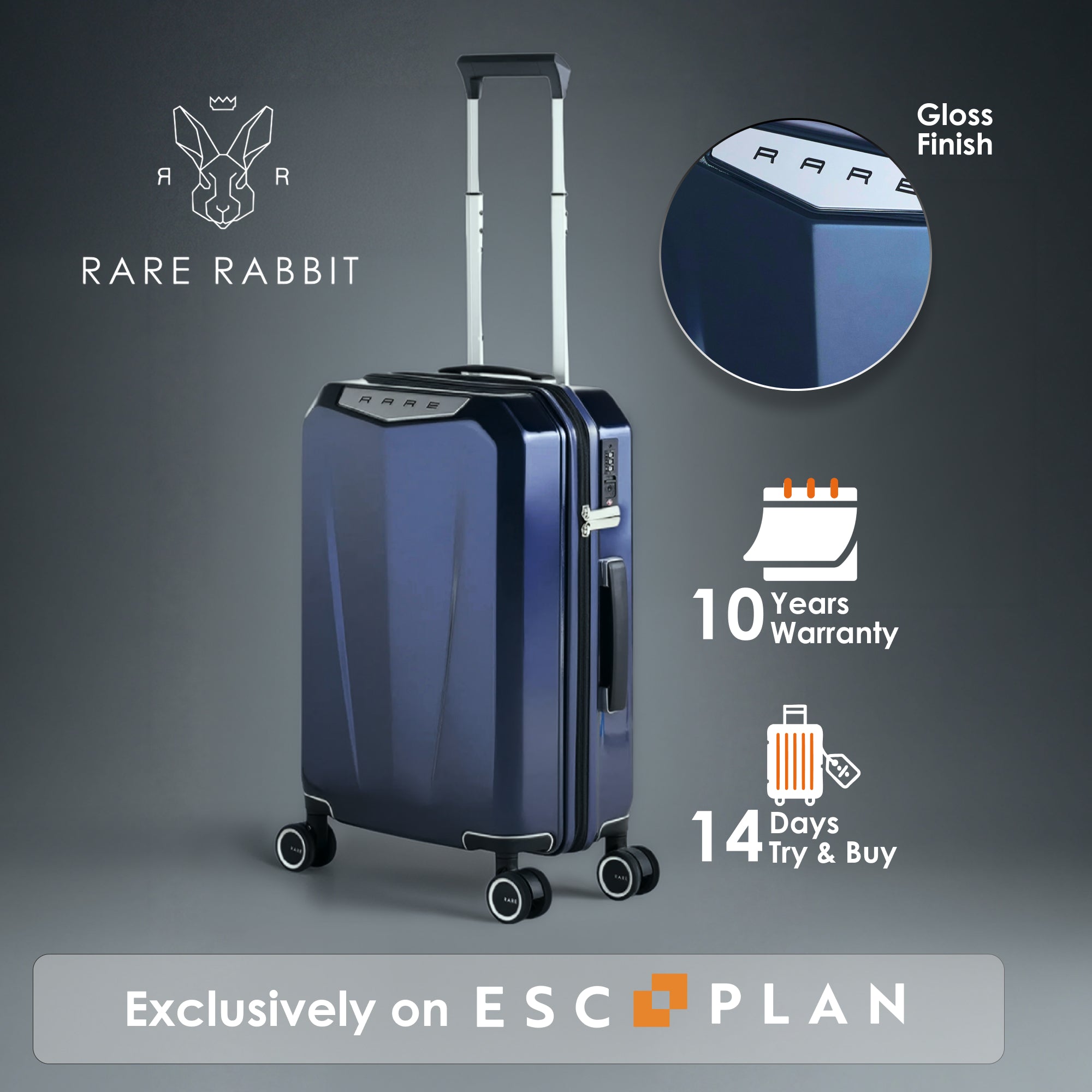 RARE RABBIT Tony Trolley – Hard Shell Polycarbonate Luggage