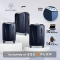 Matte-finish hard-shell trolley set in dark blue with spinner wheels