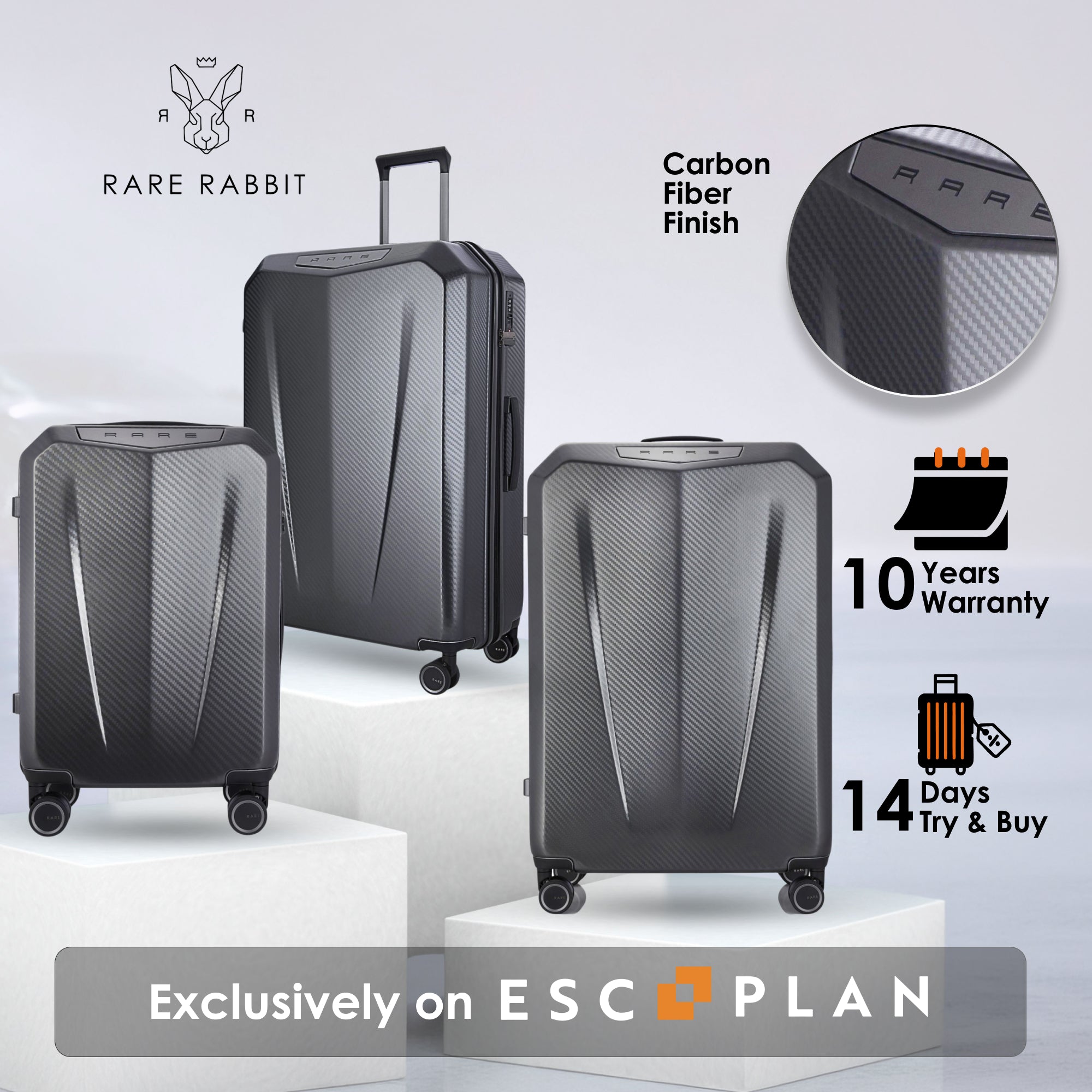 RARE RABBIT Tony Trolley – Hard Shell Polycarbonate Luggage