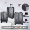RARE RABBIT hard-shell polycarbonate trolley suitcase set, dark gray carbon fiber finish