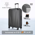 Hard-shell trolley luggage, matte finish in dark gray, side view with spinner wheels