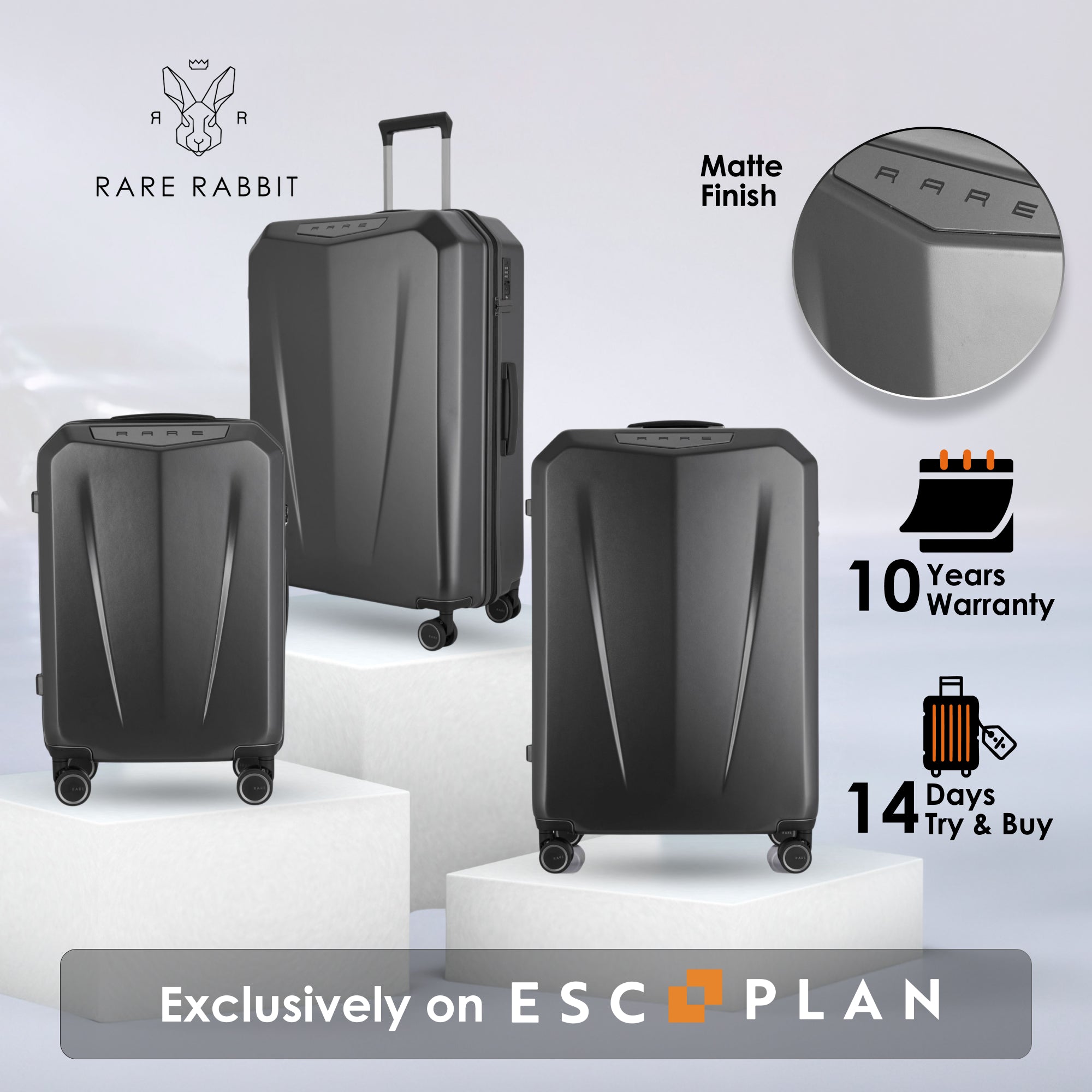 RARE RABBIT Tony Trolley – Hard Shell Polycarbonate Luggage