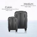 Hard-shell polycarbonate trolley luggage set with 2 cases, charcoal grey, four spinner wheels