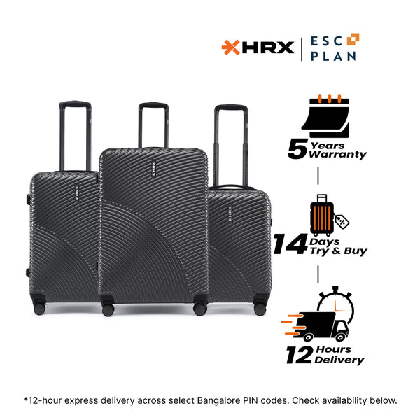 HRX by Hrithik Roshan Hard Body Set of 3 Luggage 8 Wheels - Glide