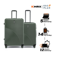 Hard-shell luggage set of 2 in dark green with upright handles and four wheels