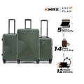 Hard-shell luggage set of 3 in dark green with telescopic handles and 8 spinner wheels
