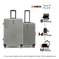 2-piece hard-shell luggage set in silver/gray, with 8 wheels and telescopic handles