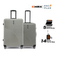 2-piece hard-shell luggage set in silver/gray, front view, with 8 wheels and handles