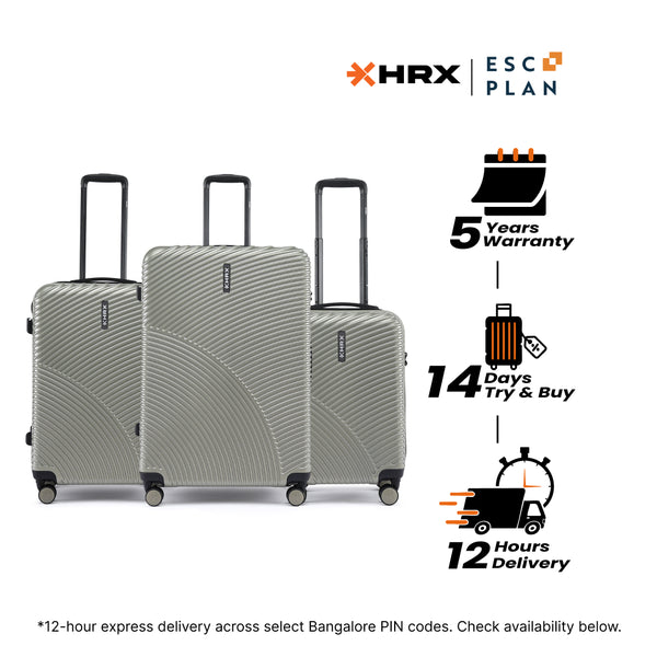 HRX by Hrithik Roshan Hard Body Set of 3 Luggage 8 Wheels - Glide