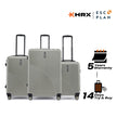 Hard-shell 3-piece luggage set in light green with three upright suitcases