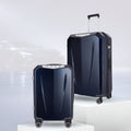 Hard-shell trolley suitcase set with double wheels and telescopic handle, dark blue