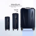 Medium hard-shell trolley suitcase, dark blue with telescoping handle and wheels