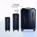 Large hard-shell trolley suitcase, dark blue with telescoping handle and wheels