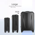 Large hard-shell trolley suitcase, dark grey with telescoping handle and wheels