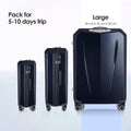 Dark blue hard-shell trolley suitcase with front upright large size