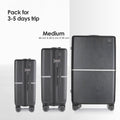 Hard-shell polycarbonate trolley suitcase, medium size, telescopic handle, four wheels