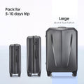 Hard-shell trolley luggage set with large and small rolling cases, dark gray