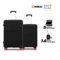 Hard-shell luggage set of 2 in black, 8 wheels total, with upright handles