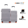 Hard-shell luggage set of 2 in grey, 8 wheels total, with upright handles