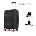 Medium check-in suitcase, black with four wheels and telescopic handle